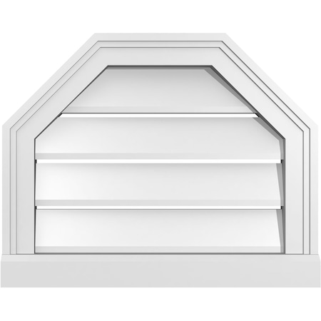 Ekena Millwork Octagonal Top Surface Mount PVC Gable Vent w/ 2"W x 2"P Brickmould Sill Frame, 20"W x 16"H GVPOT20X1603SF